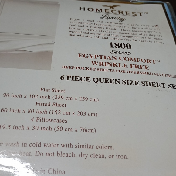 Homecrest Luxury queen Size 6 Piece Sheet - Picture 4 of 7